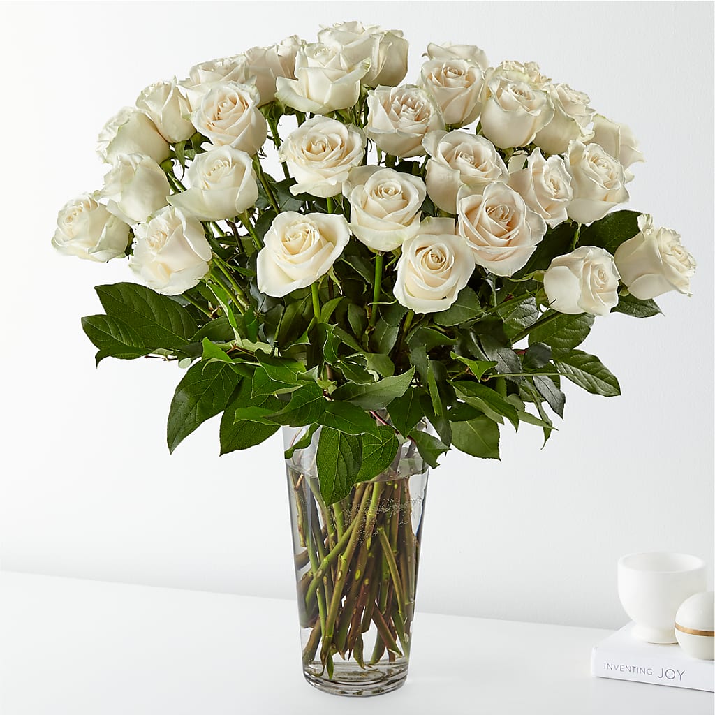 Long Stem White Rose Bouquet – SARAH'S FLOWERS, Fullerton CA