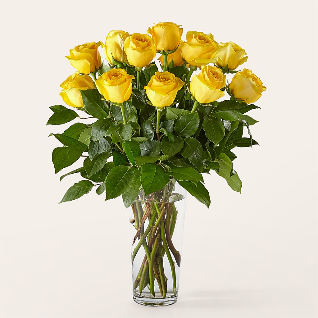 Long Stem Yellow Rose Bouquet – SARAH'S FLOWERS, Fullerton CA