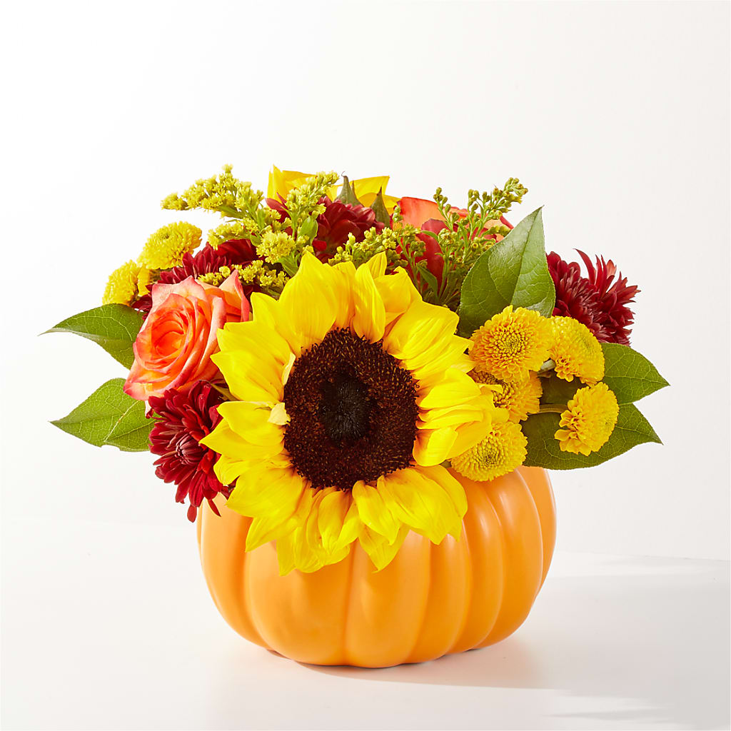 Golden Gourd Pumpkin Bouquet – SARAH'S FLOWERS, Fullerton CA