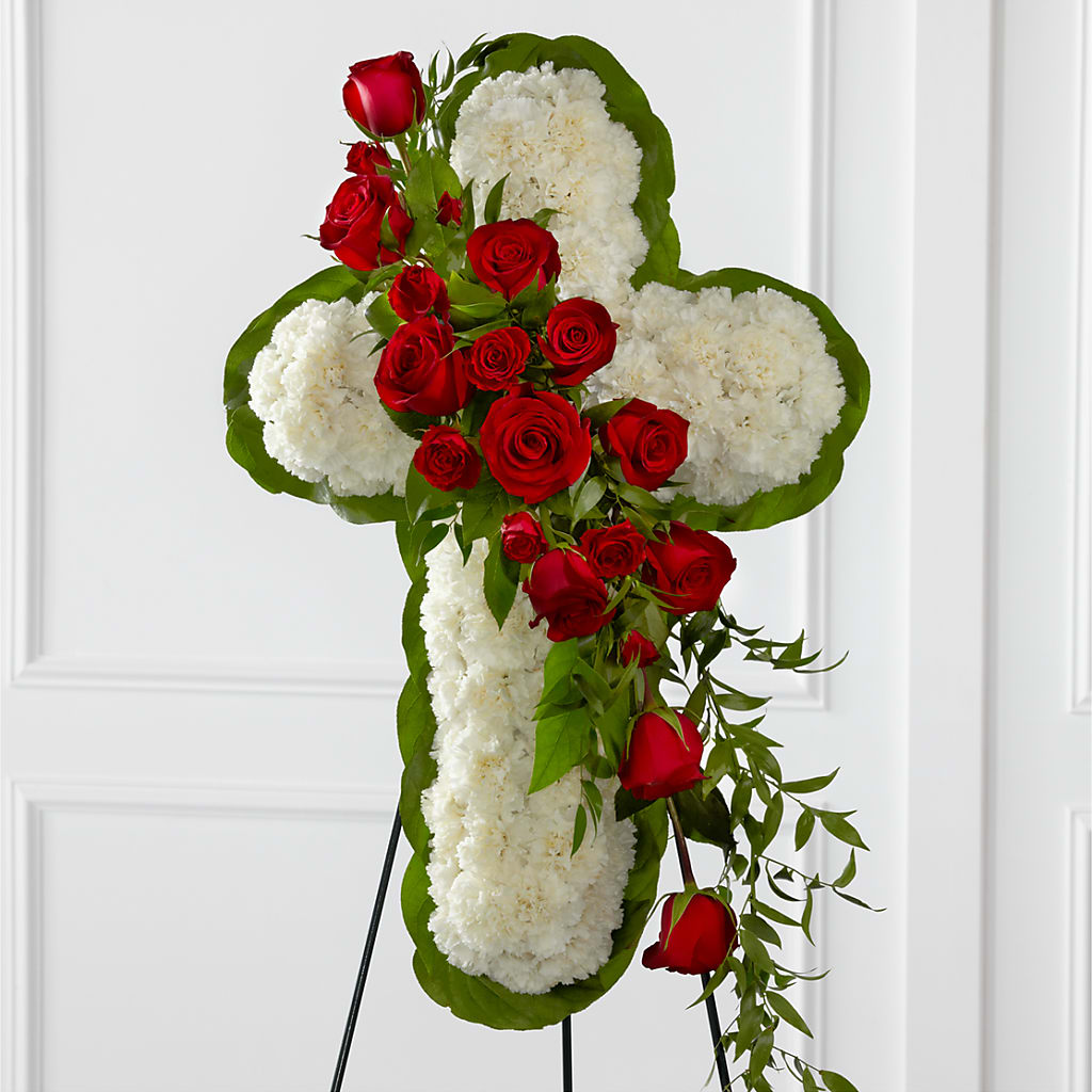 Floral Cross Easel – SARAH'S FLOWERS, Fullerton CA