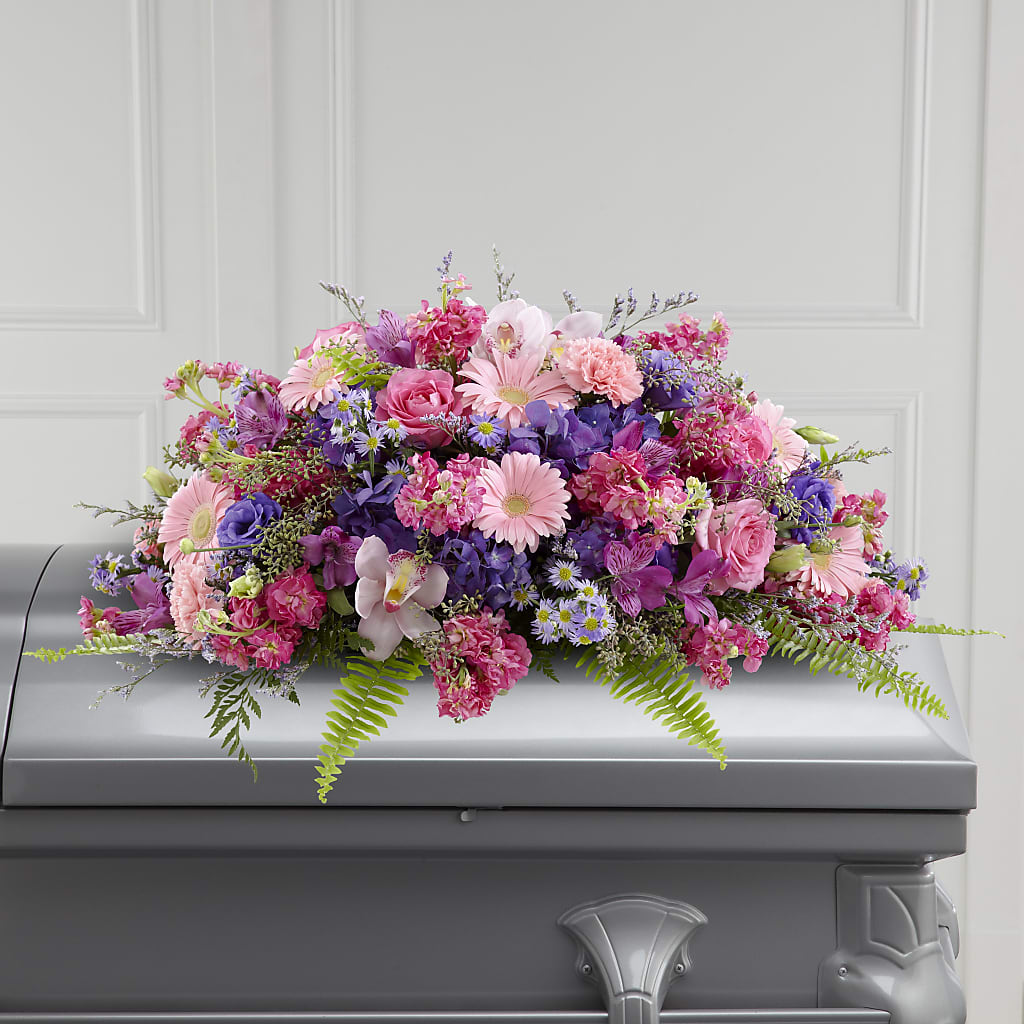 Glorious Garden Casket Spray – SARAH'S FLOWERS, Fullerton CA