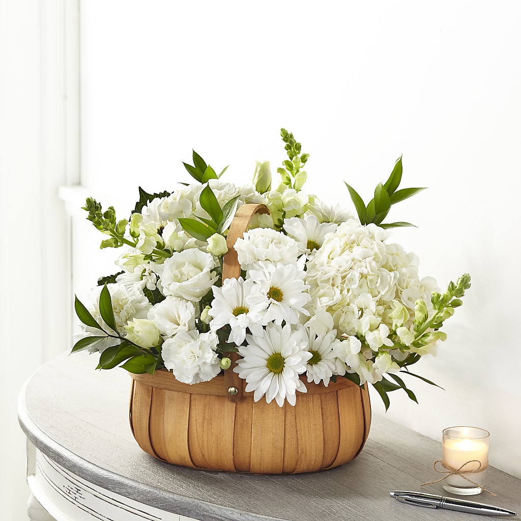 Pure Ivory Basket – SARAH'S FLOWERS, Fullerton CA