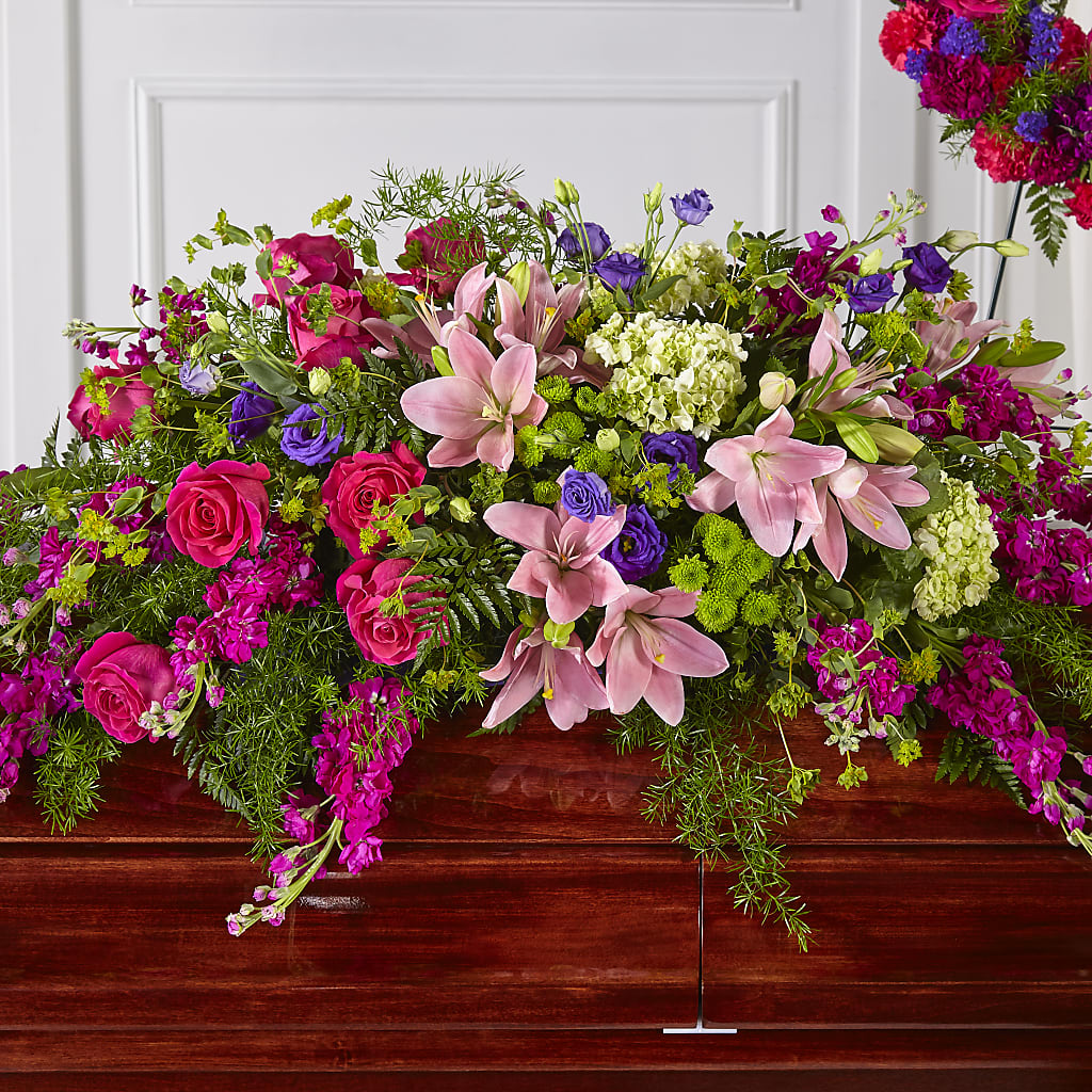 Radiant Tribute Casket Spray – SARAH'S FLOWERS, Fullerton CA