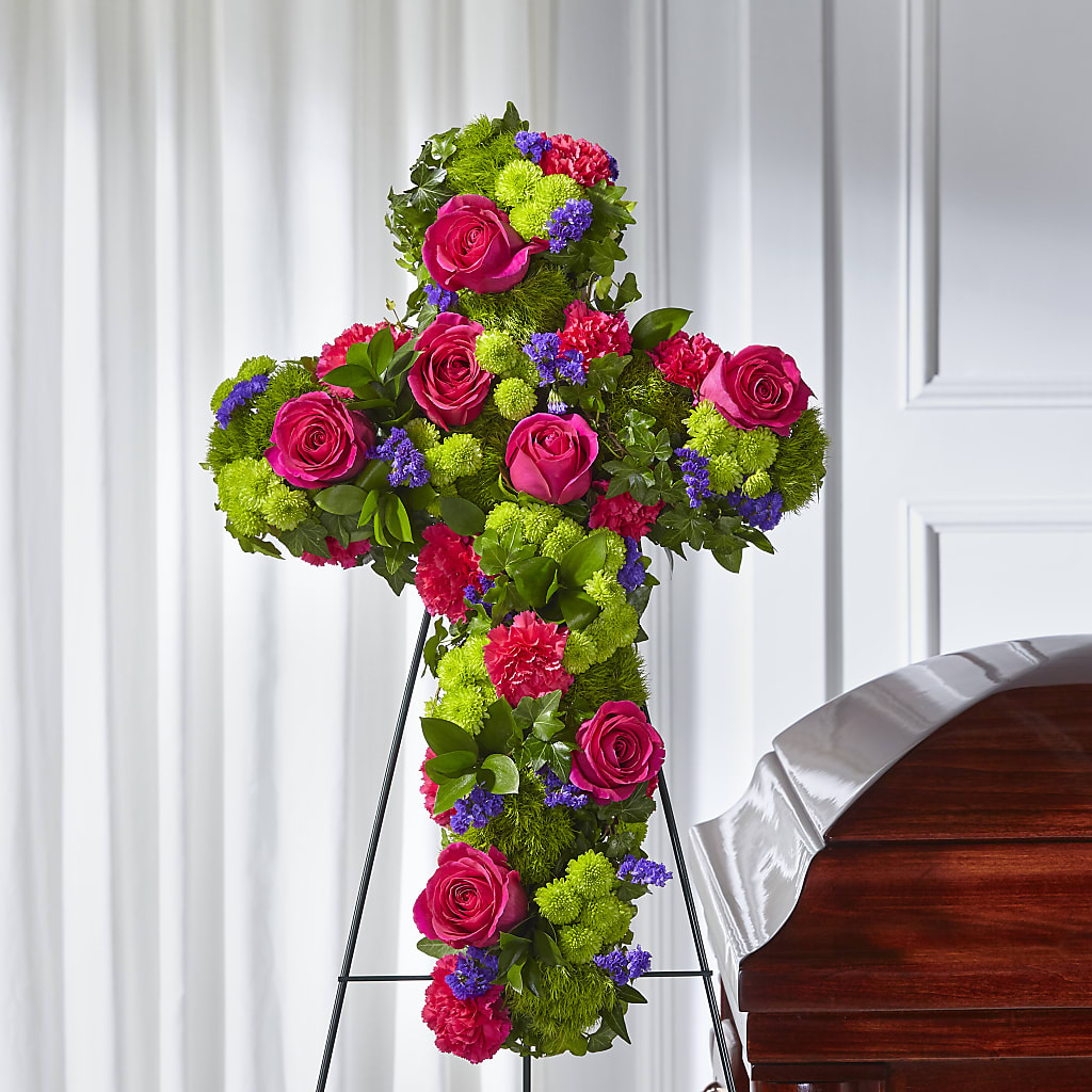 Tribute Rose Floral Cross – SARAH'S FLOWERS, Fullerton CA