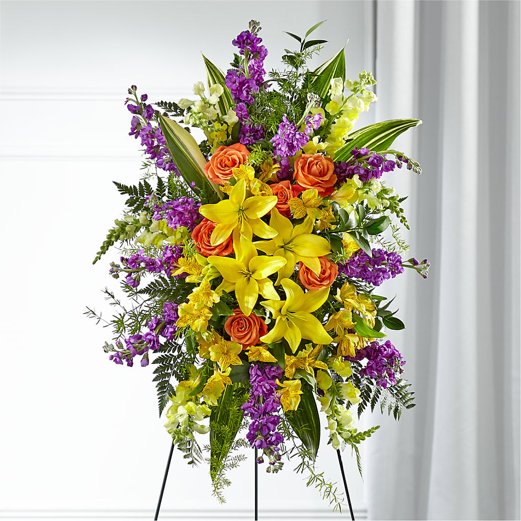 Thoughtful Prayers Standing Spray – SARAH'S FLOWERS, Fullerton CA