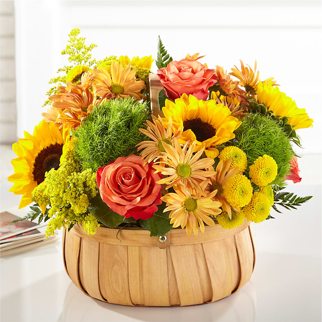 Harvest Sunflower Basket – SARAH'S FLOWERS, Fullerton CA