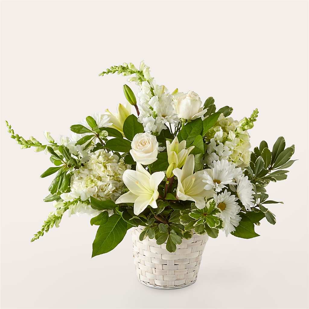 Ivory Elegance Floral Basket – SARAH'S FLOWERS, Fullerton CA