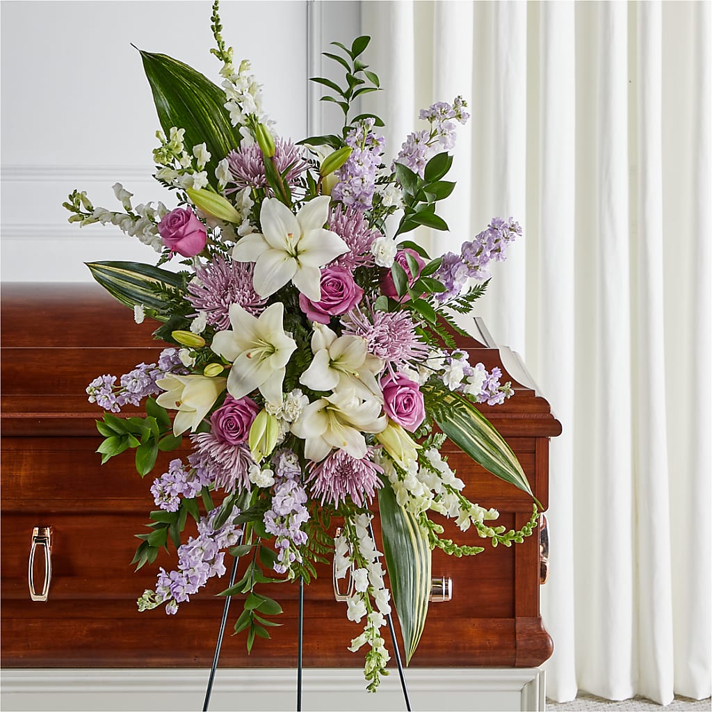 Grateful Hearts Standing Spray – SARAH'S FLOWERS, Fullerton CA