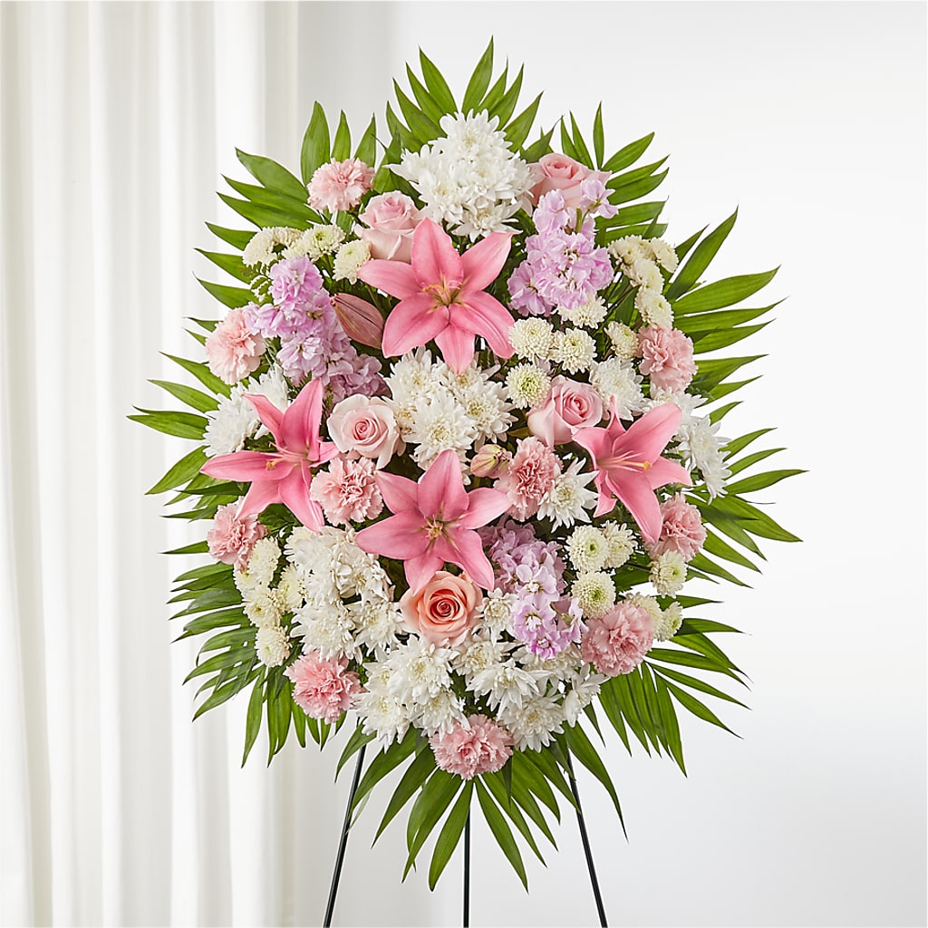Offering Solace Standing Spray – SARAH'S FLOWERS, Fullerton CA