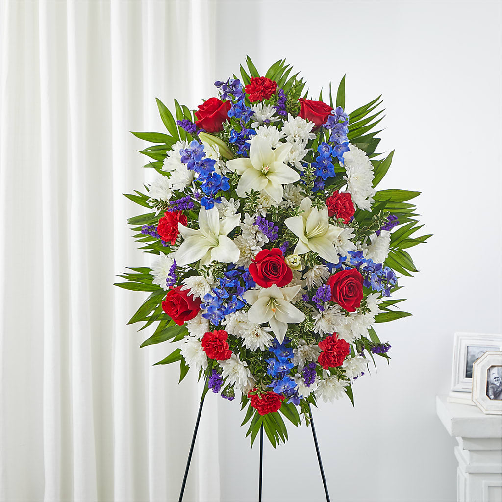 Cherished Service Standing Spray – SARAH'S FLOWERS, Fullerton CA