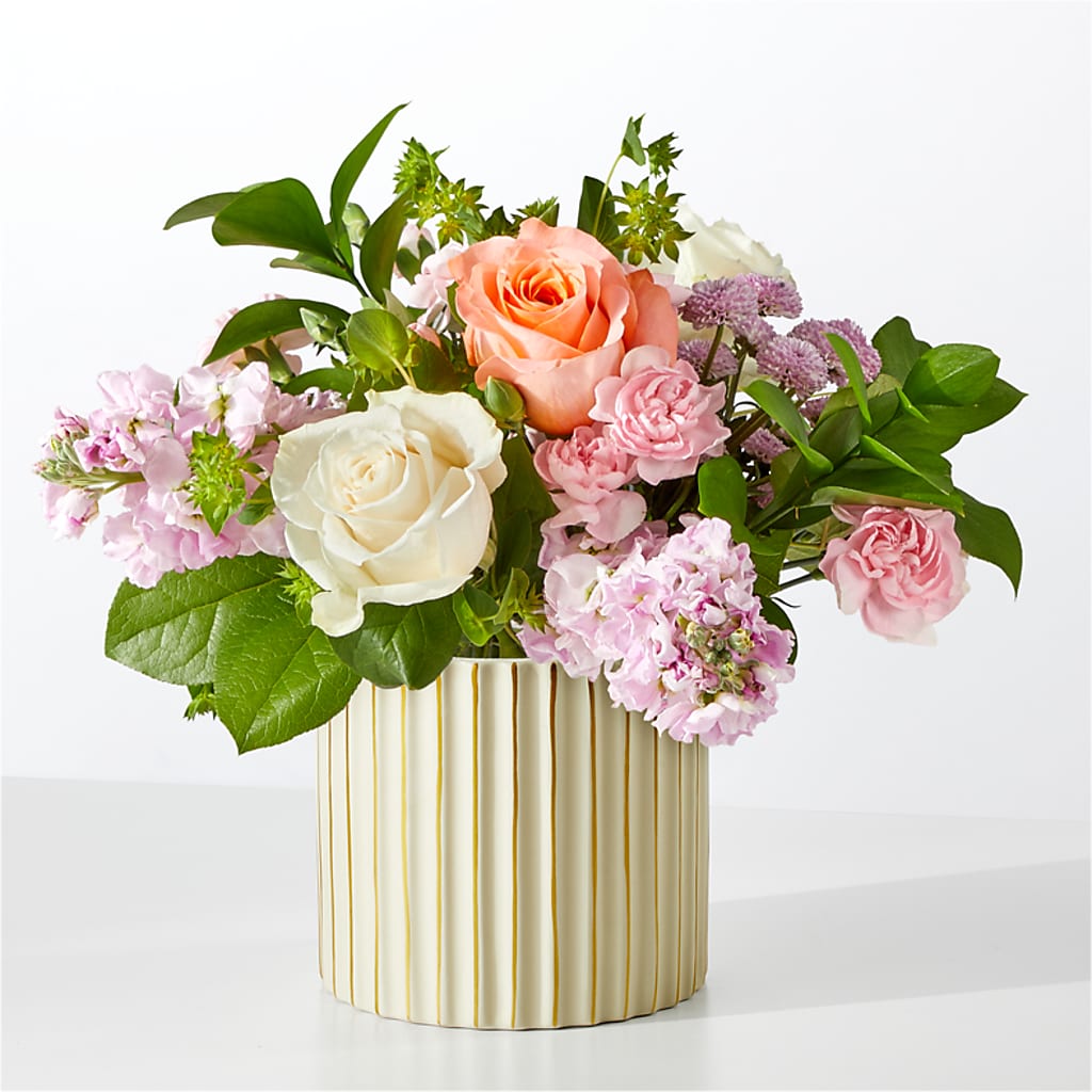 French Market Bouquet with Ivory Vase – SARAH'S FLOWERS, Fullerton CA