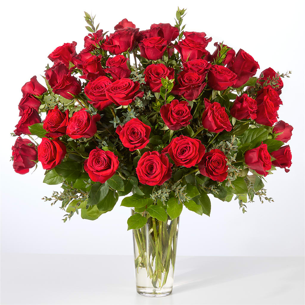 Forever Yours Fifty Stem Red Rose Bouquet – SARAH'S FLOWERS, Fullerton CA