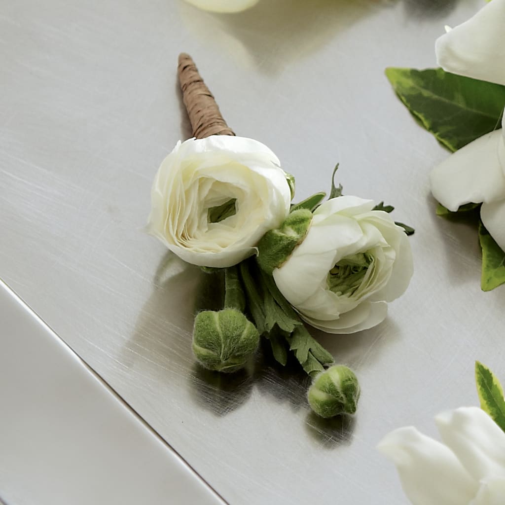 White Ranunculus Boutonniere – SARAH'S FLOWERS, Fullerton CA