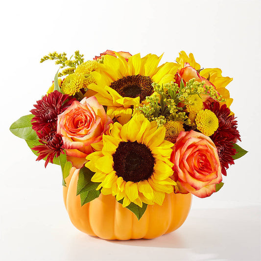 Golden Gourd Pumpkin Bouquet – SARAH'S FLOWERS, Fullerton CA