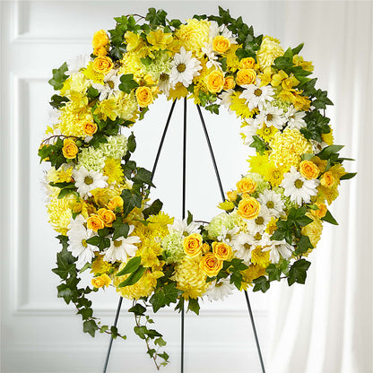 Golden Remembrance Wreath – SARAH'S FLOWERS, Fullerton CA