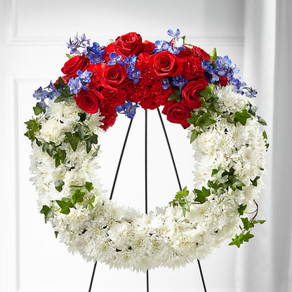 Patriotic Passion Wreath – SARAH'S FLOWERS, Fullerton CA
