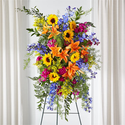 Sunlit Memories Standing Spray (Standard) – SARAH'S FLOWERS, Fullerton CA