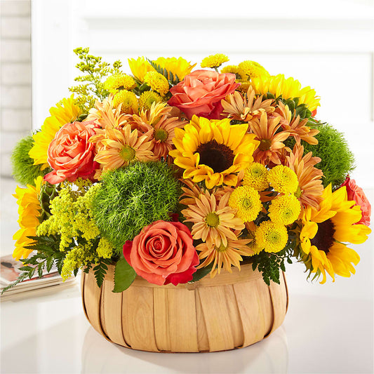 Harvest Sunflower Basket – SARAH'S FLOWERS, Fullerton CA