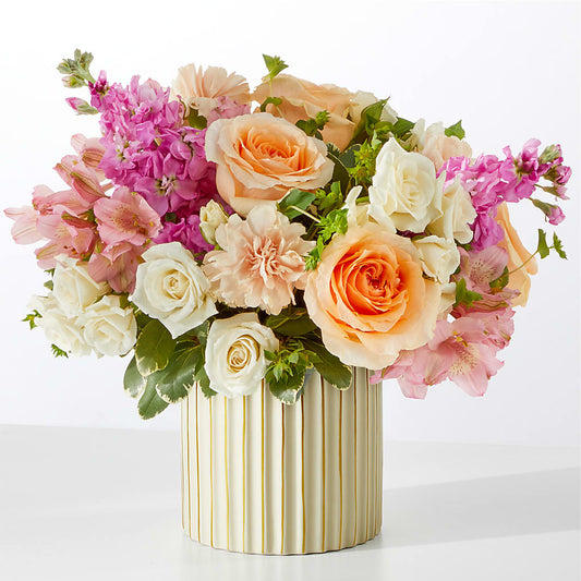 Paradise Bouquet with Ivory Vase – SARAH'S FLOWERS, Fullerton CA
