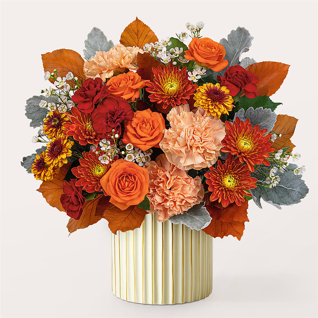 Merlot Bouquet with Ivory Vase – SARAH'S FLOWERS, Fullerton CA