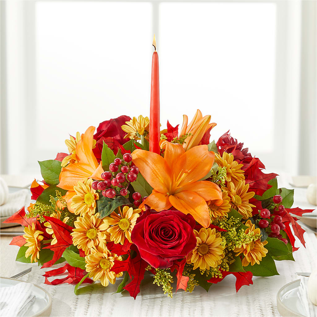 Autumn's Embrace Centerpiece – SARAH'S FLOWERS, Fullerton CA